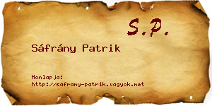 Sáfrány Patrik névjegykártya